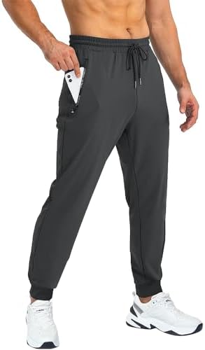 DEESTE Pants Jogger para Hombre Deportivo, Slim Fit Seda Pantalones de Moda, Pantalones Casuales Ajustados Gris y Negro