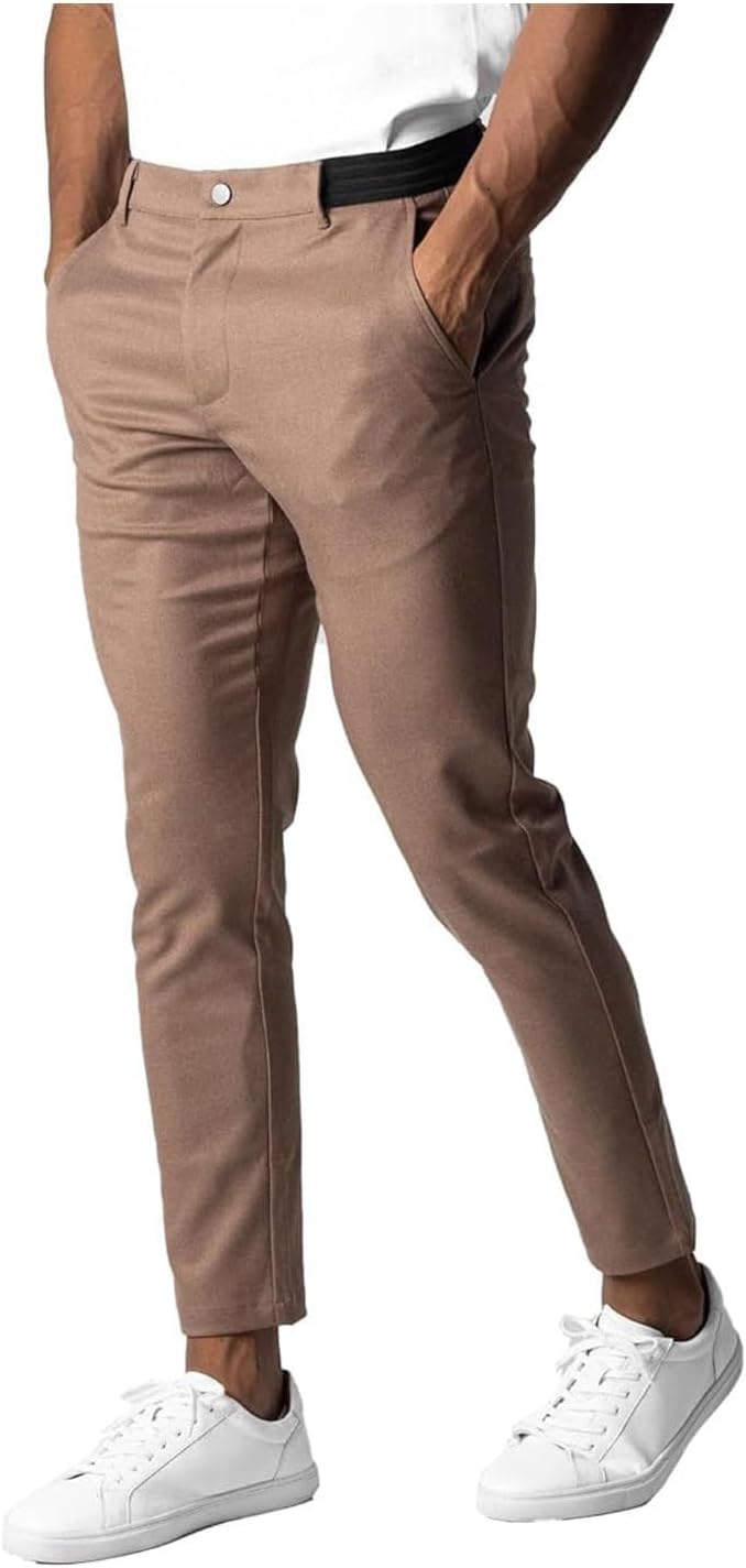 AboveSun Bizgent - Pantalones Bizgent Active Chinos para hombre, pantalones Active Chinos, pantalones elásticos ajustados para hombre