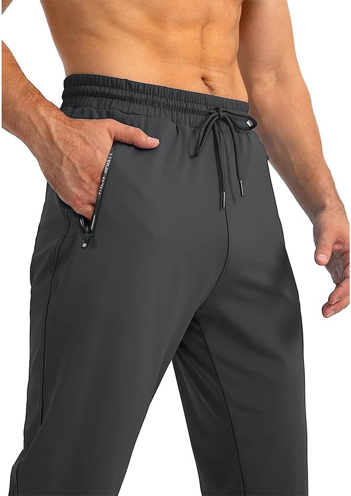 DEESTE Pants Jogger para Hombre Deportivo, Slim Fit Seda Pantalones de Moda, Pantalones Casuales Ajustados Gris y Negro