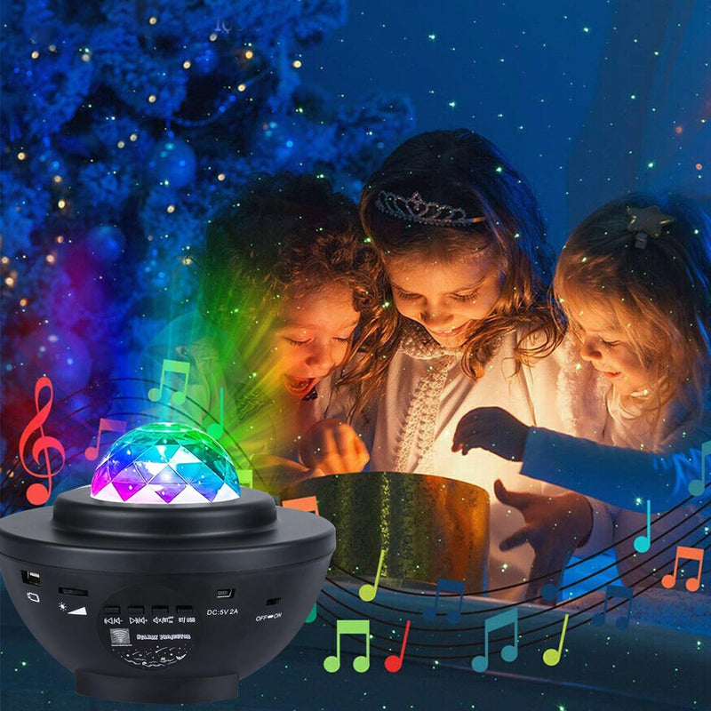 MOYAC Proyector Láser de Galaxias y Estrellas con 21 Modos Iluminación, Altavoz Bluetooth, Control Remoto, Luz Nocturna Atmósfera Temporizada, para Dormitorios, Salas de Estar y Fiestas (Negro)