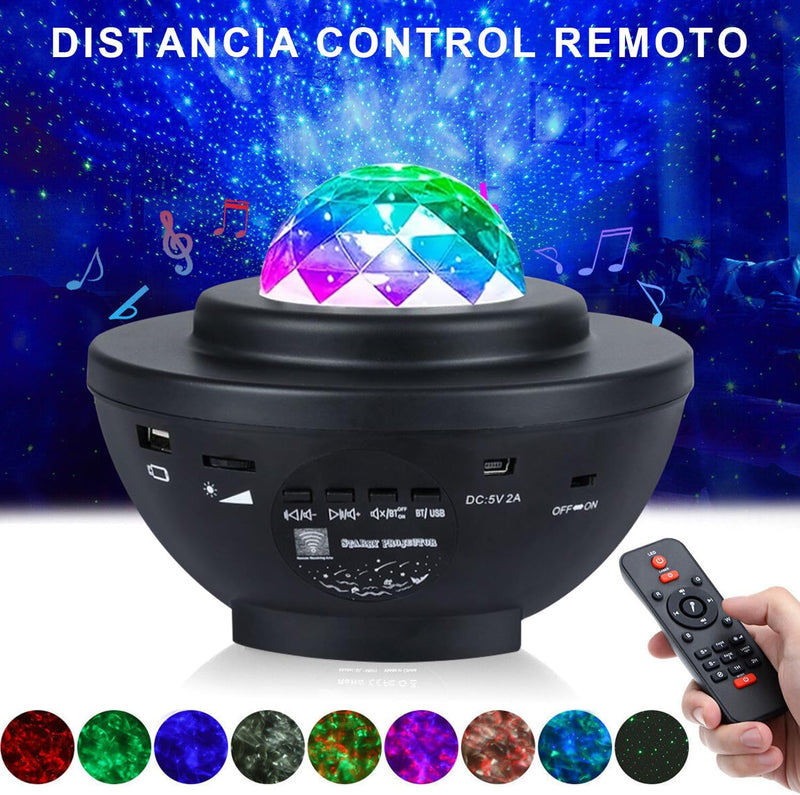 MOYAC Proyector Láser de Galaxias y Estrellas con 21 Modos Iluminación, Altavoz Bluetooth, Control Remoto, Luz Nocturna Atmósfera Temporizada, para Dormitorios, Salas de Estar y Fiestas (Negro)